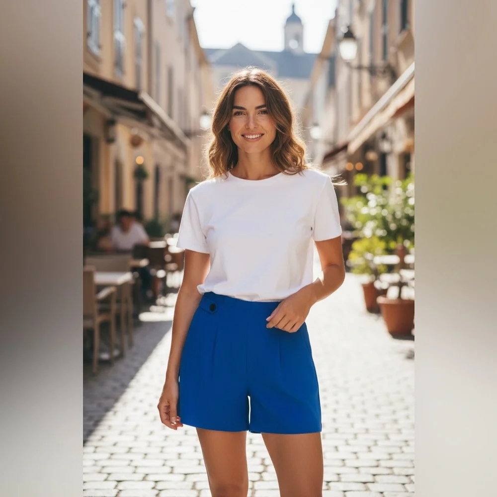 Banana Republic Cobalt Blue High Rise Paperbag Shorts Size 2